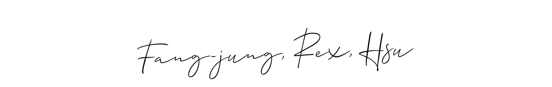 Also You can easily find your signature by using the search form. We will create Fang-jung, Rex, Hsu name handwritten signature images for you free of cost using Allison_Script sign style. Fang-jung, Rex, Hsu signature style 2 images and pictures png