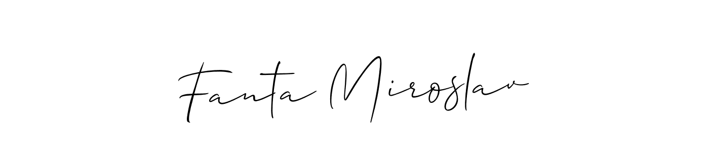 Allison_Script is a professional signature style that is perfect for those who want to add a touch of class to their signature. It is also a great choice for those who want to make their signature more unique. Get Fanta Miroslav name to fancy signature for free. Fanta Miroslav signature style 2 images and pictures png