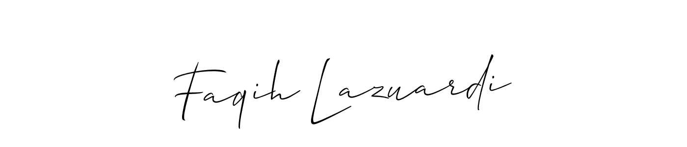 Create a beautiful signature design for name Faqih Lazuardi. With this signature (Allison_Script) fonts, you can make a handwritten signature for free. Faqih Lazuardi signature style 2 images and pictures png