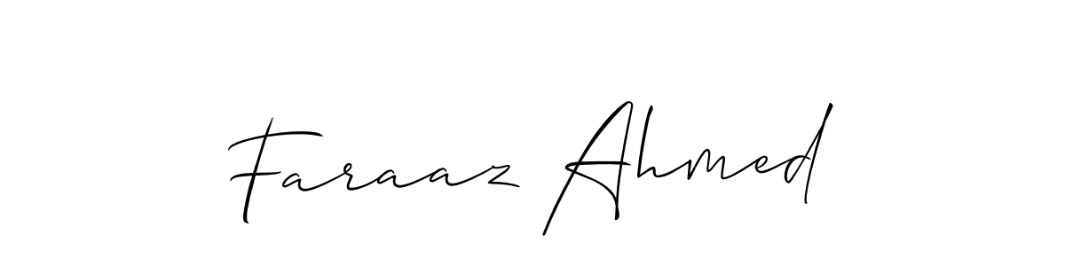 The best way (Allison_Script) to make a short signature is to pick only two or three words in your name. The name Faraaz Ahmed include a total of six letters. For converting this name. Faraaz Ahmed signature style 2 images and pictures png