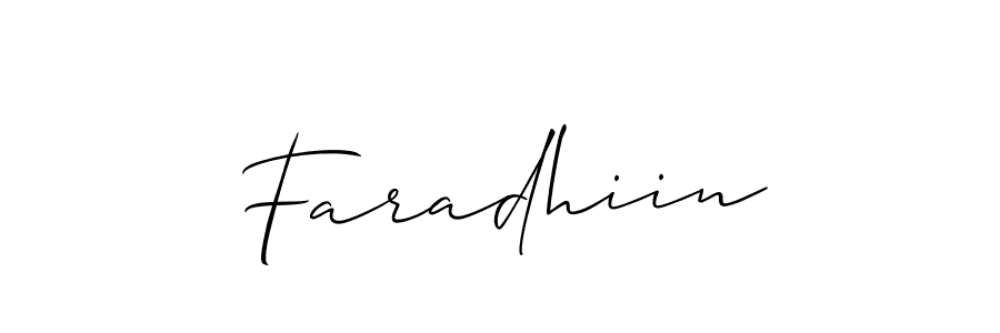 Once you've used our free online signature maker to create your best signature Allison_Script style, it's time to enjoy all of the benefits that Faradhiin name signing documents. Faradhiin signature style 2 images and pictures png
