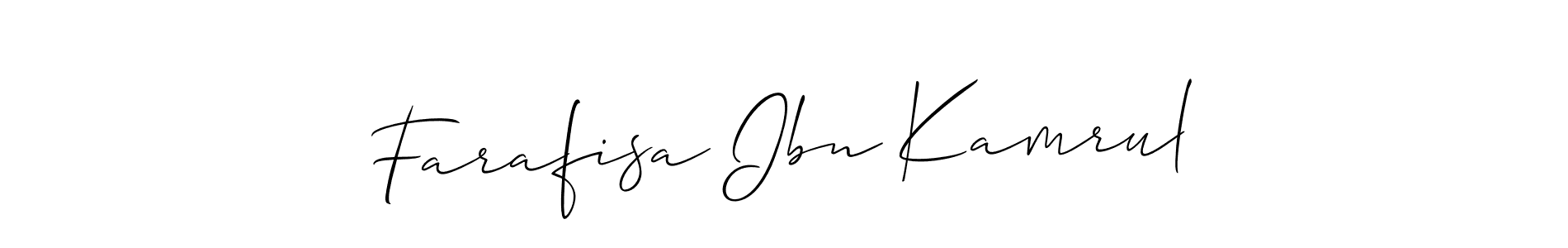 Create a beautiful signature design for name Farafisa Ibn Kamrul. With this signature (Allison_Script) fonts, you can make a handwritten signature for free. Farafisa Ibn Kamrul signature style 2 images and pictures png