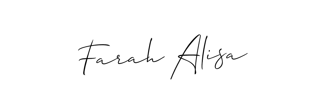 The best way (Allison_Script) to make a short signature is to pick only two or three words in your name. The name Farah Alisa include a total of six letters. For converting this name. Farah Alisa signature style 2 images and pictures png