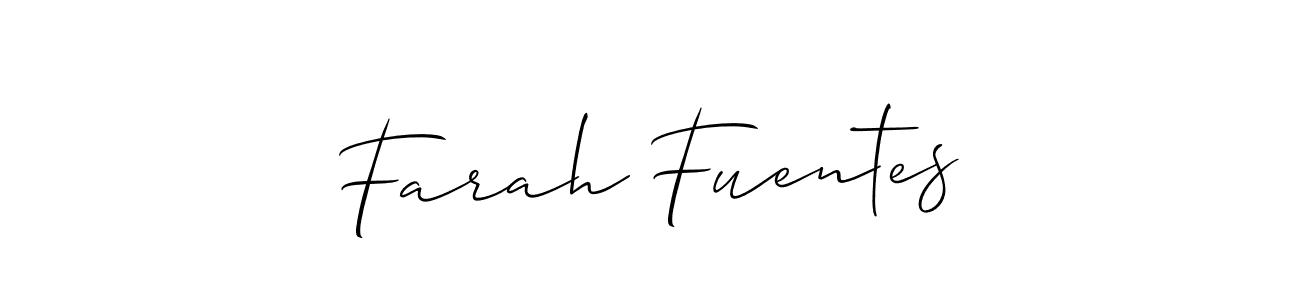 The best way (Allison_Script) to make a short signature is to pick only two or three words in your name. The name Farah Fuentes include a total of six letters. For converting this name. Farah Fuentes signature style 2 images and pictures png