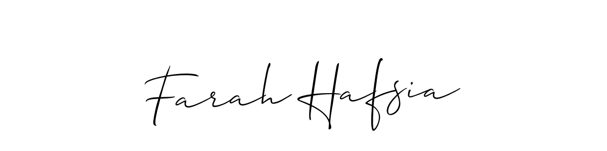 How to make Farah Hafsia name signature. Use Allison_Script style for creating short signs online. This is the latest handwritten sign. Farah Hafsia signature style 2 images and pictures png