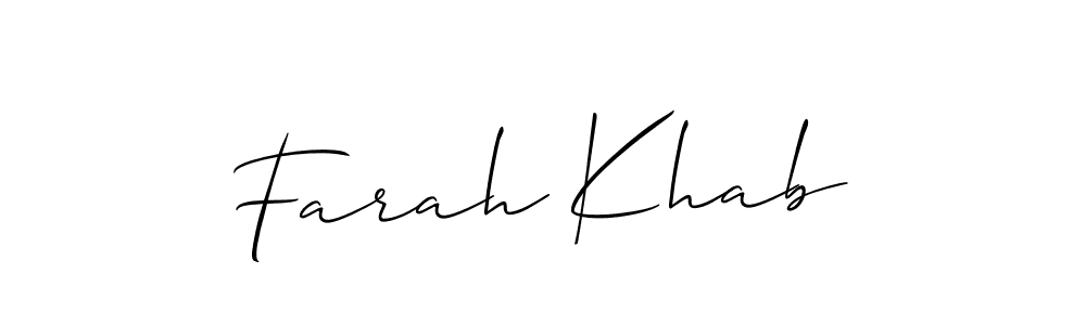 The best way (Allison_Script) to make a short signature is to pick only two or three words in your name. The name Farah Khab include a total of six letters. For converting this name. Farah Khab signature style 2 images and pictures png