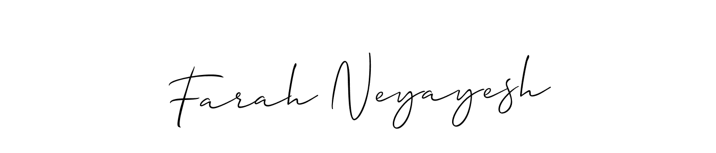 How to make Farah Neyayesh name signature. Use Allison_Script style for creating short signs online. This is the latest handwritten sign. Farah Neyayesh signature style 2 images and pictures png