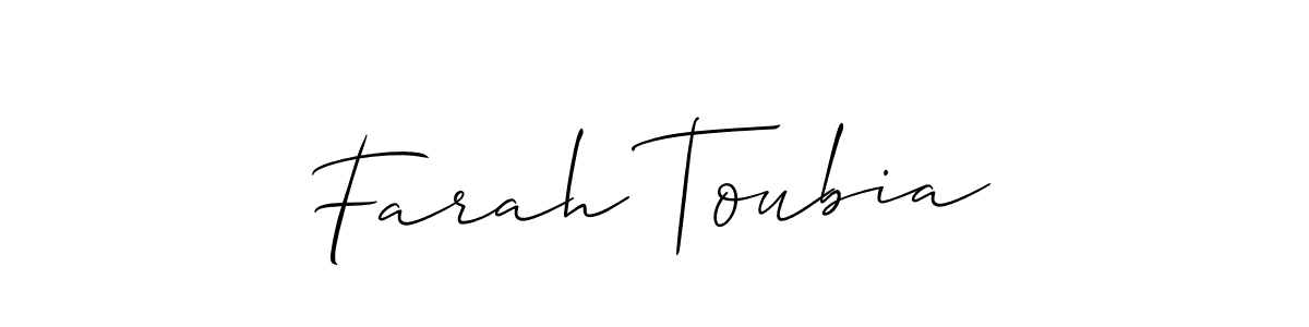 It looks lik you need a new signature style for name Farah Toubia. Design unique handwritten (Allison_Script) signature with our free signature maker in just a few clicks. Farah Toubia signature style 2 images and pictures png