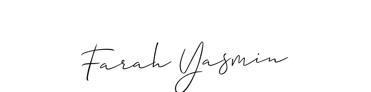 Make a beautiful signature design for name Farah Yasmin. With this signature (Allison_Script) style, you can create a handwritten signature for free. Farah Yasmin signature style 2 images and pictures png