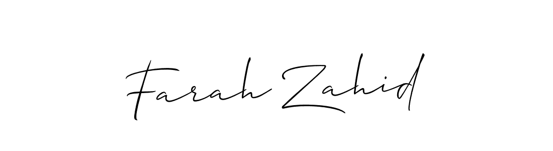 Make a beautiful signature design for name Farah Zahid. With this signature (Allison_Script) style, you can create a handwritten signature for free. Farah Zahid signature style 2 images and pictures png