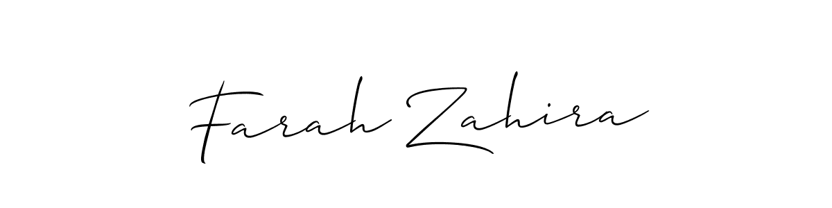 Use a signature maker to create a handwritten signature online. With this signature software, you can design (Allison_Script) your own signature for name Farah Zahira. Farah Zahira signature style 2 images and pictures png