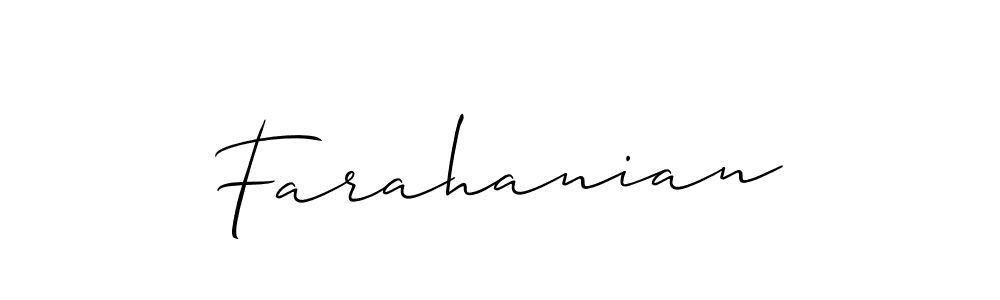 Allison_Script is a professional signature style that is perfect for those who want to add a touch of class to their signature. It is also a great choice for those who want to make their signature more unique. Get Farahanian name to fancy signature for free. Farahanian signature style 2 images and pictures png