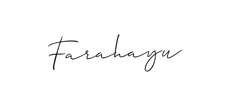 Farahayu stylish signature style. Best Handwritten Sign (Allison_Script) for my name. Handwritten Signature Collection Ideas for my name Farahayu. Farahayu signature style 2 images and pictures png