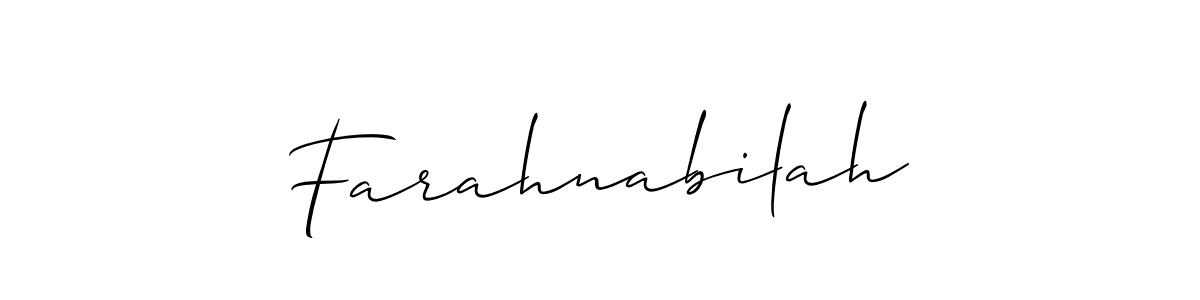 Use a signature maker to create a handwritten signature online. With this signature software, you can design (Allison_Script) your own signature for name Farahnabilah. Farahnabilah signature style 2 images and pictures png