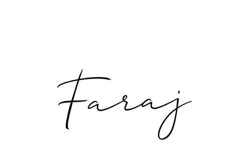 Design your own signature with our free online signature maker. With this signature software, you can create a handwritten (Allison_Script) signature for name Faraj. Faraj signature style 2 images and pictures png