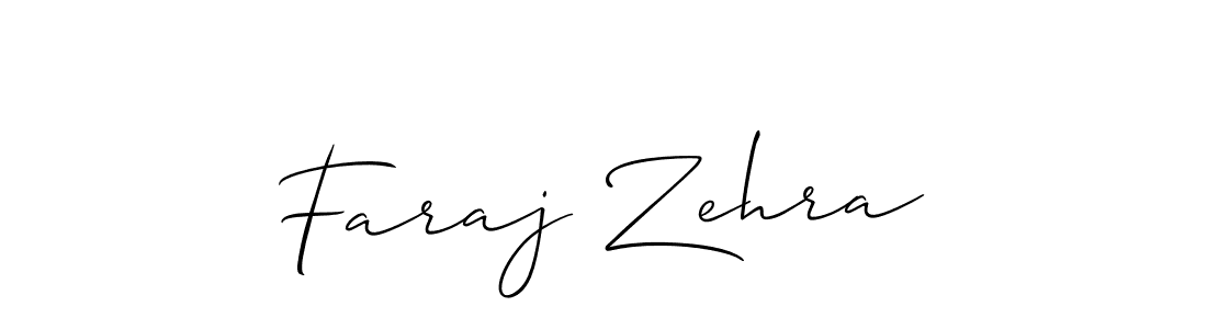 How to make Faraj Zehra name signature. Use Allison_Script style for creating short signs online. This is the latest handwritten sign. Faraj Zehra signature style 2 images and pictures png