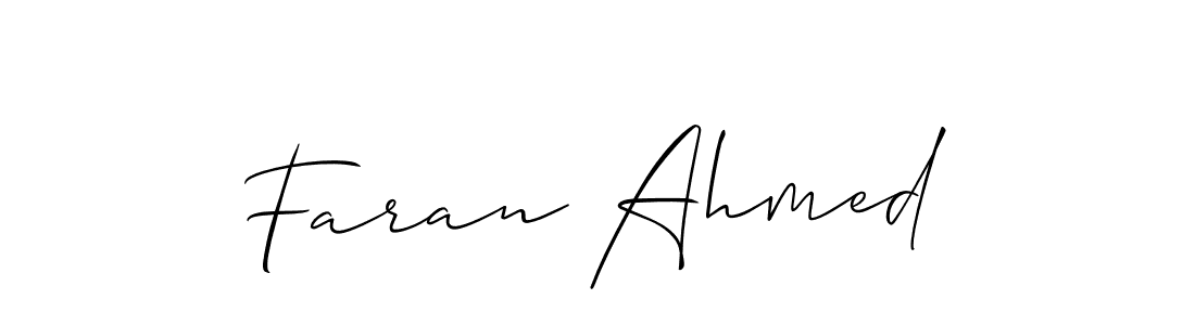 Make a beautiful signature design for name Faran Ahmed. With this signature (Allison_Script) style, you can create a handwritten signature for free. Faran Ahmed signature style 2 images and pictures png