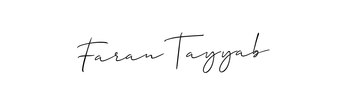 Make a short Faran Tayyab signature style. Manage your documents anywhere anytime using Allison_Script. Create and add eSignatures, submit forms, share and send files easily. Faran Tayyab signature style 2 images and pictures png