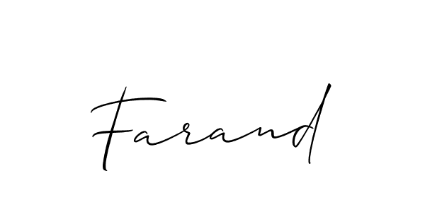 The best way (Allison_Script) to make a short signature is to pick only two or three words in your name. The name Farand include a total of six letters. For converting this name. Farand signature style 2 images and pictures png