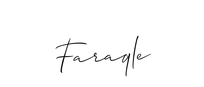 Use a signature maker to create a handwritten signature online. With this signature software, you can design (Allison_Script) your own signature for name Faraqle. Faraqle signature style 2 images and pictures png
