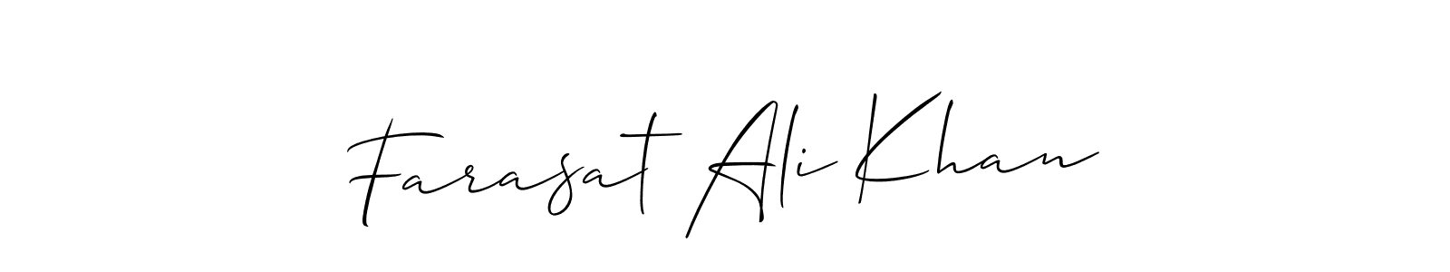 Use a signature maker to create a handwritten signature online. With this signature software, you can design (Allison_Script) your own signature for name Farasat Ali Khan. Farasat Ali Khan signature style 2 images and pictures png