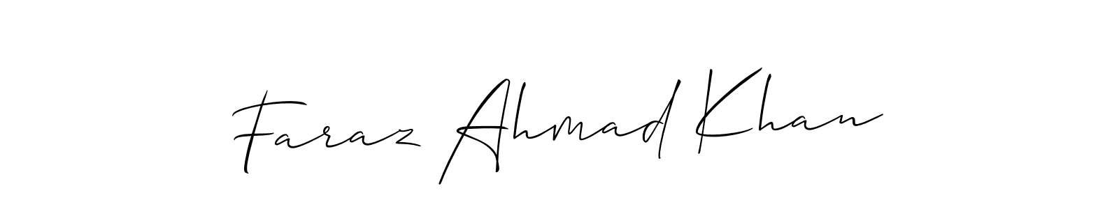 Create a beautiful signature design for name Faraz Ahmad Khan. With this signature (Allison_Script) fonts, you can make a handwritten signature for free. Faraz Ahmad Khan signature style 2 images and pictures png