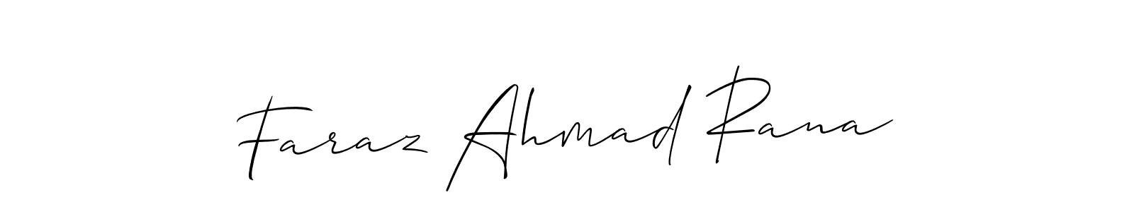 Create a beautiful signature design for name Faraz Ahmad Rana. With this signature (Allison_Script) fonts, you can make a handwritten signature for free. Faraz Ahmad Rana signature style 2 images and pictures png