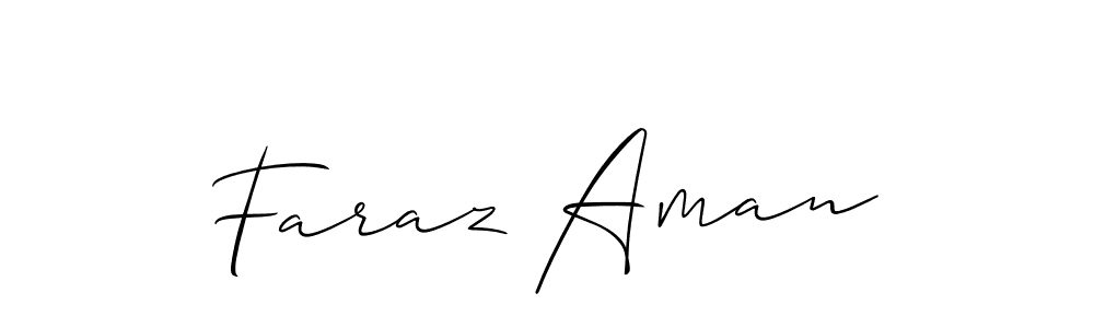 Make a beautiful signature design for name Faraz Aman. With this signature (Allison_Script) style, you can create a handwritten signature for free. Faraz Aman signature style 2 images and pictures png