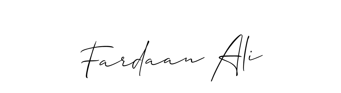 Use a signature maker to create a handwritten signature online. With this signature software, you can design (Allison_Script) your own signature for name Fardaan Ali. Fardaan Ali signature style 2 images and pictures png