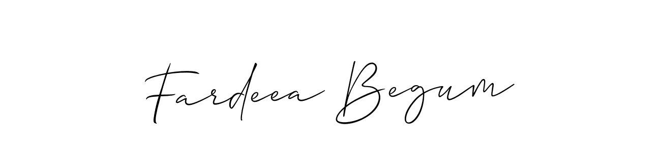 It looks lik you need a new signature style for name Fardeea Begum. Design unique handwritten (Allison_Script) signature with our free signature maker in just a few clicks. Fardeea Begum signature style 2 images and pictures png