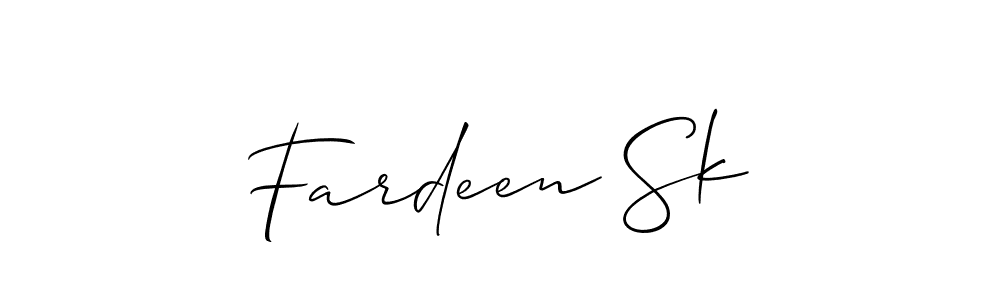 It looks lik you need a new signature style for name Fardeen Sk. Design unique handwritten (Allison_Script) signature with our free signature maker in just a few clicks. Fardeen Sk signature style 2 images and pictures png