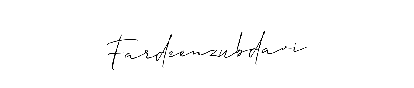 Make a beautiful signature design for name Fardeenzubdavi. With this signature (Allison_Script) style, you can create a handwritten signature for free. Fardeenzubdavi signature style 2 images and pictures png