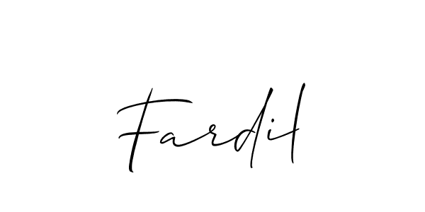 Use a signature maker to create a handwritten signature online. With this signature software, you can design (Allison_Script) your own signature for name Fardil. Fardil signature style 2 images and pictures png