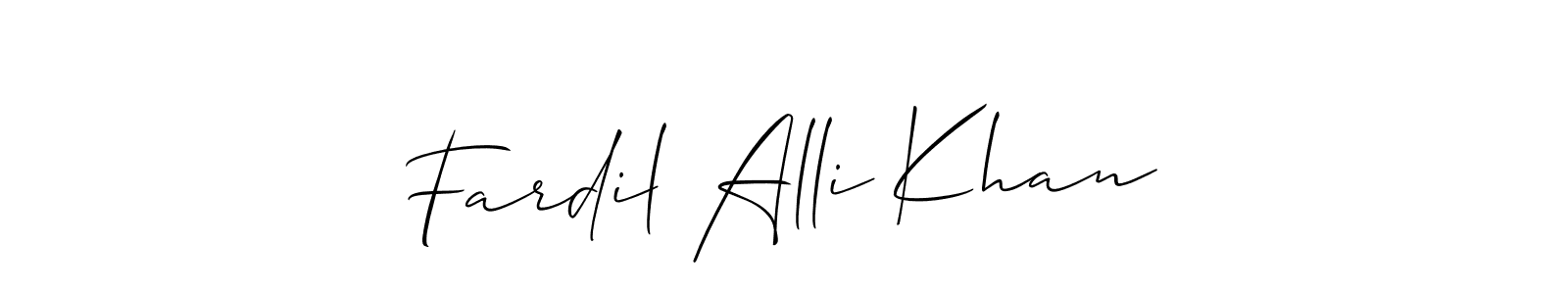 if you are searching for the best signature style for your name Fardil Alli Khan. so please give up your signature search. here we have designed multiple signature styles  using Allison_Script. Fardil Alli Khan signature style 2 images and pictures png