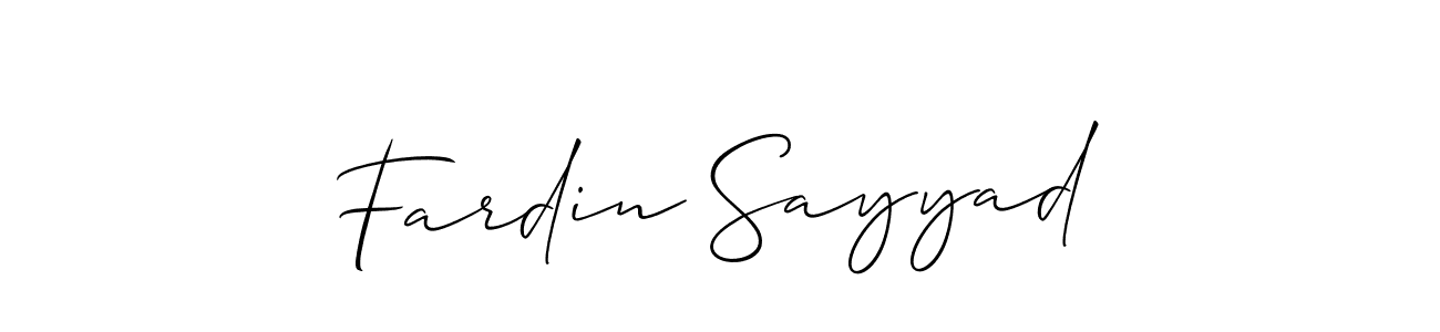 Make a beautiful signature design for name Fardin Sayyad. With this signature (Allison_Script) style, you can create a handwritten signature for free. Fardin Sayyad signature style 2 images and pictures png