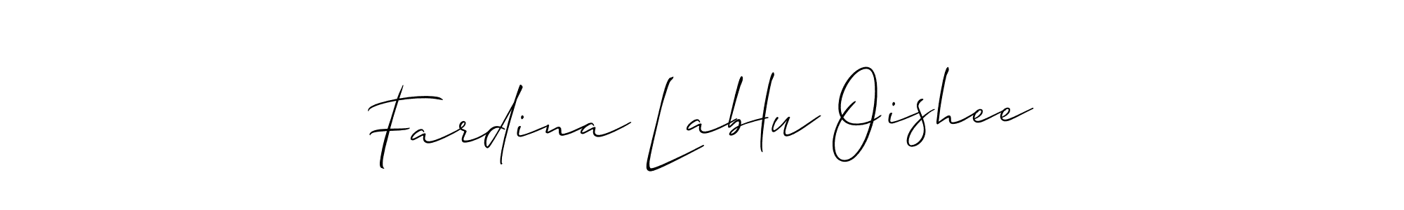 The best way (Allison_Script) to make a short signature is to pick only two or three words in your name. The name Fardina Lablu Oishee include a total of six letters. For converting this name. Fardina Lablu Oishee signature style 2 images and pictures png