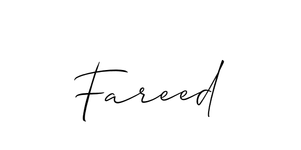 Design your own signature with our free online signature maker. With this signature software, you can create a handwritten (Allison_Script) signature for name Fareed. Fareed signature style 2 images and pictures png