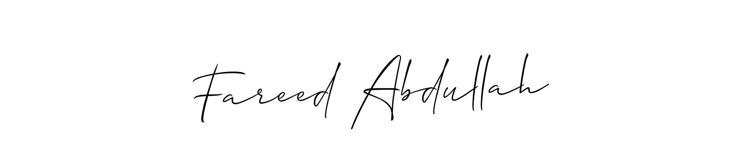 Use a signature maker to create a handwritten signature online. With this signature software, you can design (Allison_Script) your own signature for name Fareed Abdullah. Fareed Abdullah signature style 2 images and pictures png