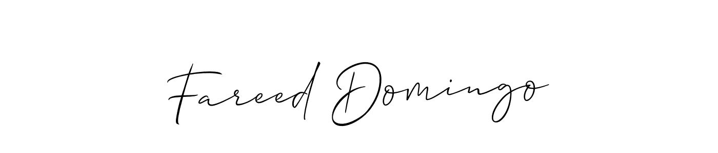 How to make Fareed Domingo name signature. Use Allison_Script style for creating short signs online. This is the latest handwritten sign. Fareed Domingo signature style 2 images and pictures png