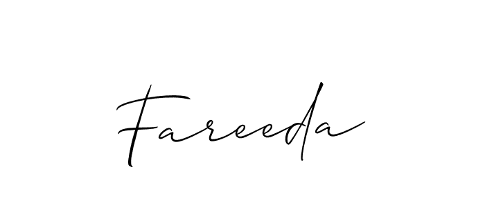 How to make Fareeda signature? Allison_Script is a professional autograph style. Create handwritten signature for Fareeda name. Fareeda signature style 2 images and pictures png