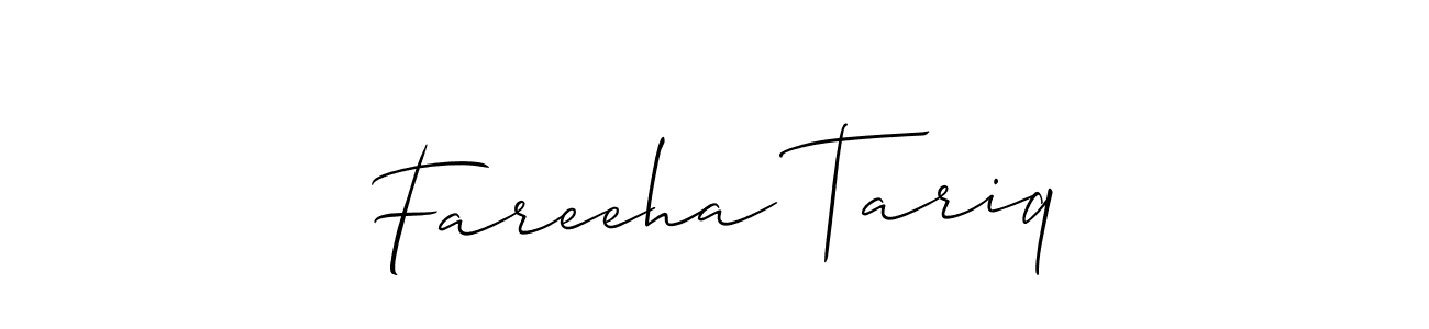 if you are searching for the best signature style for your name Fareeha Tariq. so please give up your signature search. here we have designed multiple signature styles  using Allison_Script. Fareeha Tariq signature style 2 images and pictures png