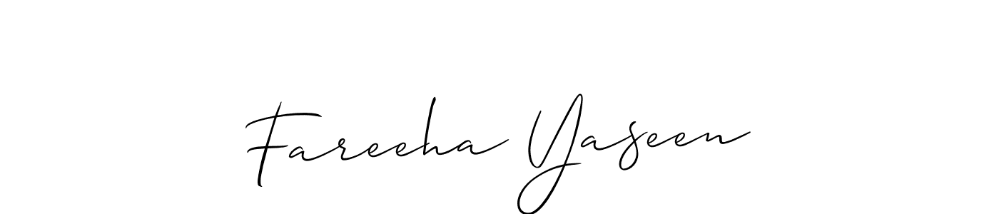 It looks lik you need a new signature style for name Fareeha Yaseen. Design unique handwritten (Allison_Script) signature with our free signature maker in just a few clicks. Fareeha Yaseen signature style 2 images and pictures png