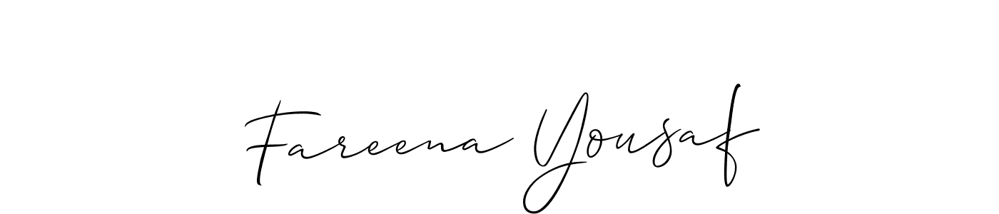 Make a short Fareena Yousaf signature style. Manage your documents anywhere anytime using Allison_Script. Create and add eSignatures, submit forms, share and send files easily. Fareena Yousaf signature style 2 images and pictures png