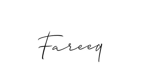 Create a beautiful signature design for name Fareeq. With this signature (Allison_Script) fonts, you can make a handwritten signature for free. Fareeq signature style 2 images and pictures png