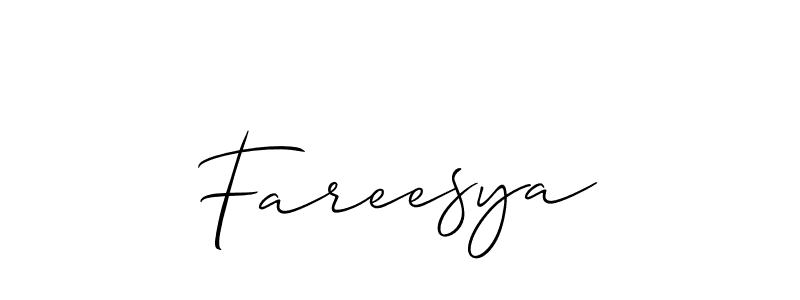 Fareesya stylish signature style. Best Handwritten Sign (Allison_Script) for my name. Handwritten Signature Collection Ideas for my name Fareesya. Fareesya signature style 2 images and pictures png