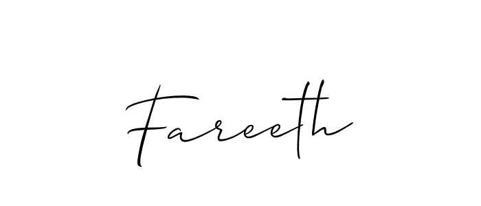 Fareeth stylish signature style. Best Handwritten Sign (Allison_Script) for my name. Handwritten Signature Collection Ideas for my name Fareeth. Fareeth signature style 2 images and pictures png