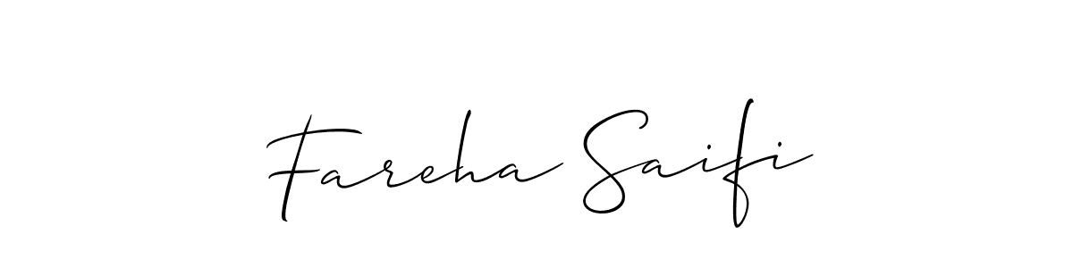 How to make Fareha Saifi signature? Allison_Script is a professional autograph style. Create handwritten signature for Fareha Saifi name. Fareha Saifi signature style 2 images and pictures png