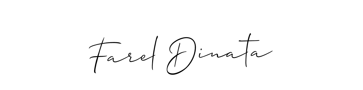 Create a beautiful signature design for name Farel Dinata. With this signature (Allison_Script) fonts, you can make a handwritten signature for free. Farel Dinata signature style 2 images and pictures png