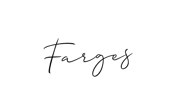 Use a signature maker to create a handwritten signature online. With this signature software, you can design (Allison_Script) your own signature for name Farges. Farges signature style 2 images and pictures png