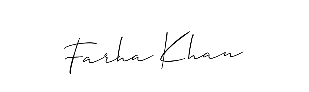 Create a beautiful signature design for name Farha Khan. With this signature (Allison_Script) fonts, you can make a handwritten signature for free. Farha Khan signature style 2 images and pictures png